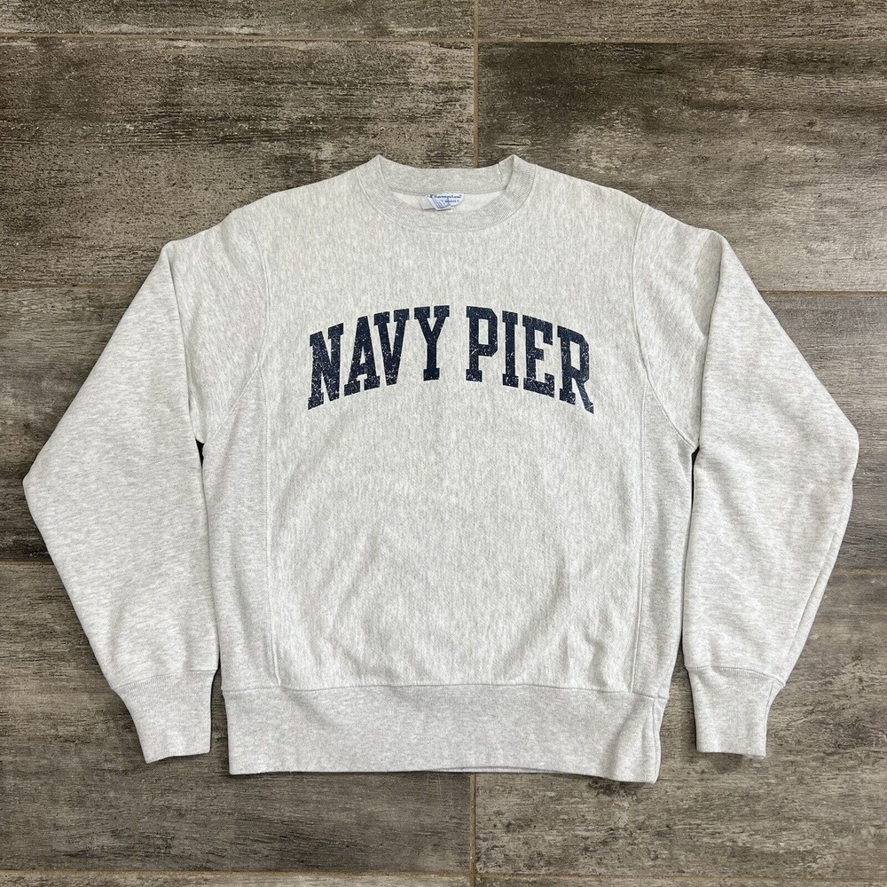 Champion Reverse Weave Navy Pier Adult Size Small Sweatshirt In Gray